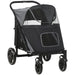 PawHut One-Click Foldable Doggy Stroller for Medium Large Dogs, Pet Stroller with Storage, Smooth Ride with Shock Absorption, Mesh Window, Safety Leash, Big Dog Walking Stroller, Gray Pet Beds & Furniture, Pet Supplies, searchfilter_Pet Supplies| DTY Store