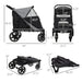 PawHut One-Click Foldable Doggy Stroller for Medium Large Dogs, Pet Stroller with Storage, Smooth Ride with Shock Absorption, Mesh Window, Safety Leash, Big Dog Walking Stroller, Gray - DTY Store