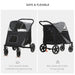 PawHut One-Click Foldable Doggy Stroller for Medium Large Dogs, Pet Stroller with Storage, Smooth Ride with Shock Absorption, Mesh Window, Safety Leash, Big Dog Walking Stroller, Gray- DTY Store