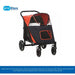 PawHut One-Click Foldable Doggy Stroller for Medium Large Dogs, Pet Stroller with Storage, Smooth Ride with Shock Absorption, Mesh Window, Safety Leash, Big Dog Walking Stroller, Red Default -DTYStore