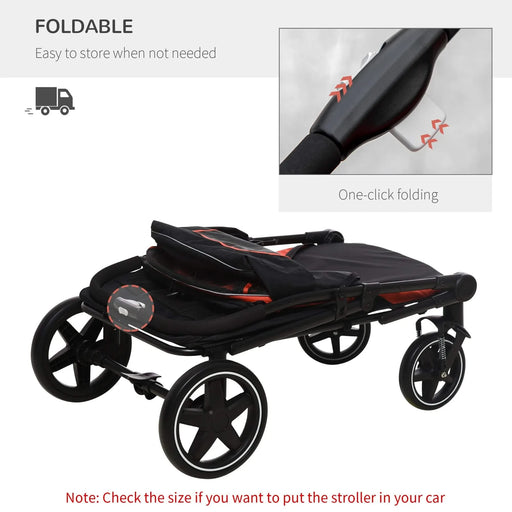 PawHut One-Click Foldable Doggy Stroller for Medium Large Dogs, Pet Stroller with Storage, Smooth Ride with Shock Absorption, Mesh Window, Safety Leash, Big Dog Walking Stroller, Red Default -DTYStore