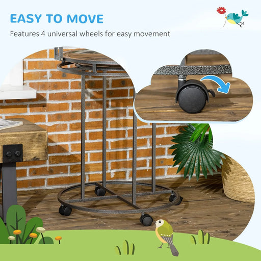 PawHut Parrot Stand Large Bird Perch Stand with Toy Hook & 3 Ladders, Parrot Perch with Easy Grip, Bird Wooden Stand, Gray Default -DTYStore