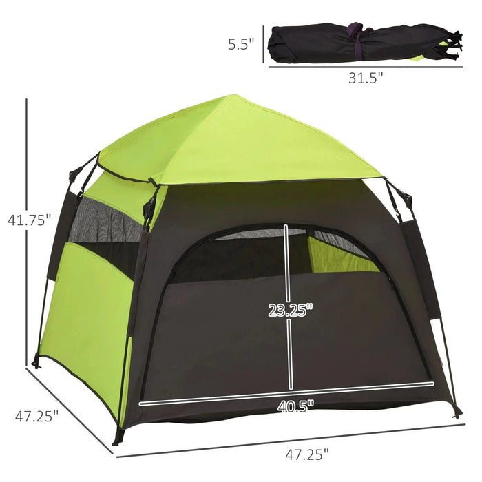 PawHut Pop Up Dog Tent for Extra Large and Large Dogs, Portable Pet Camping Tent with Carrying Bag for Beach, Backyard, Home, Green - DTY Store