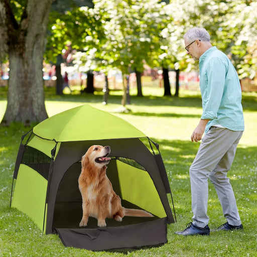 PawHut Pop Up Dog Tent for Extra Large and Large Dogs, Portable Pet Camping Tent with Carrying Bag for Beach, Backyard, Home, Green Default -DTYStore