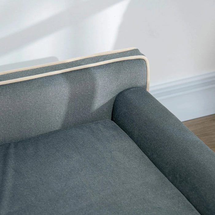 PawHut Soft Foam Large Dog Couch for a Fancy Dog Bed, Spongy Dog Sofa Bed with Washable Cover, Wooden Legs, Elevated Dog Bed, Gray Default -DTYStore