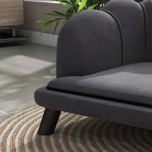 PawHut Velvet Large Dog Couch with Foam Cushioning, Soft and Cute Dog Bed with Pearl Design, Dog Sofa for Big and Medium Dogs, Charcoal Gray Default -DTYStore