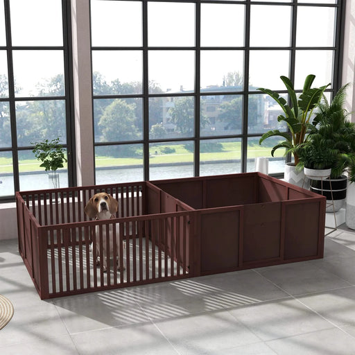 PawHut Whelping Box for Dogs Built for Mother's Comfort, Dog Whelping Pen with Removable Doors, Puppy Playpen for Indoors, Newborn Puppy Supplies & Essentials, 81' x 39' x 20', Coffee Default -DTYStore