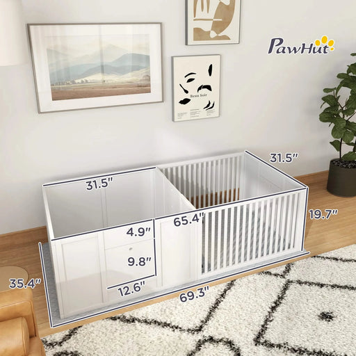 PawHut Whelping Box for Dogs, Dog Whelping Box with Waterproof Pee Pad & Adjustable Door for Small, Medium & Large Breed Dogs, 65' x 31.5' Default -DTYStore