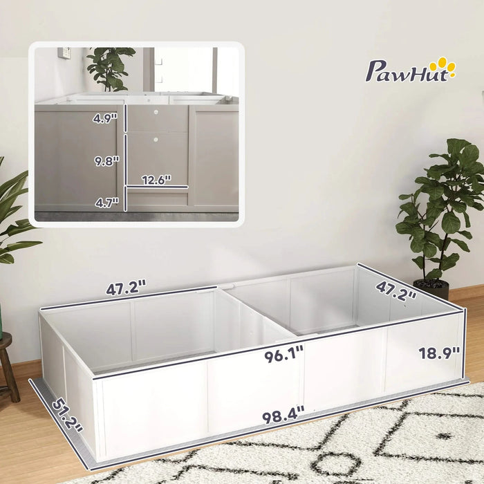 PawHut Whelping Box for Dogs and Puppies, Dog Whelping Box with Washable Waterproof Pee Pad & Adjustable Door for Large, Medium and Small Dogs, White, 96' x 47' x 19' Default -DTYStore