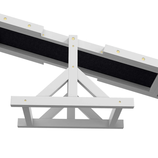 PawHut Wooden Dog Agility Seesaw for Training and Exercise, Platform Equipment Run Game Toy, Weather Resistant Pet Supplies, 71' L x 12' W x 12' H, White Default -DTYStore