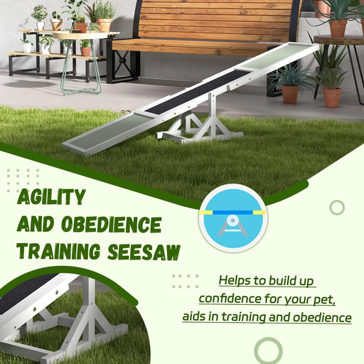 PawHut Wooden Dog Agility Seesaw for Training and Exercise, Platform Equipment Run Game Toy, Weather Resistant Pet Supplies, 71' L x 12' W x 12' H, White Default -DTYStore