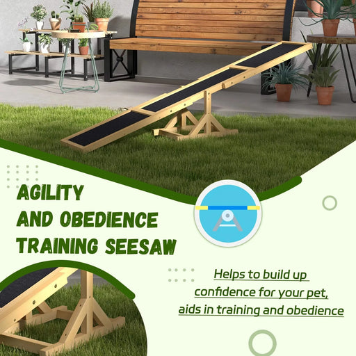 PawHut Wooden Dog Agility Seesaw for Training and Exercise, Platform Equipment Run Game Toy, Weather Resistant Pet Supplies, 71' L x 12' W x 12' H, Yellow Default -DTYStore
