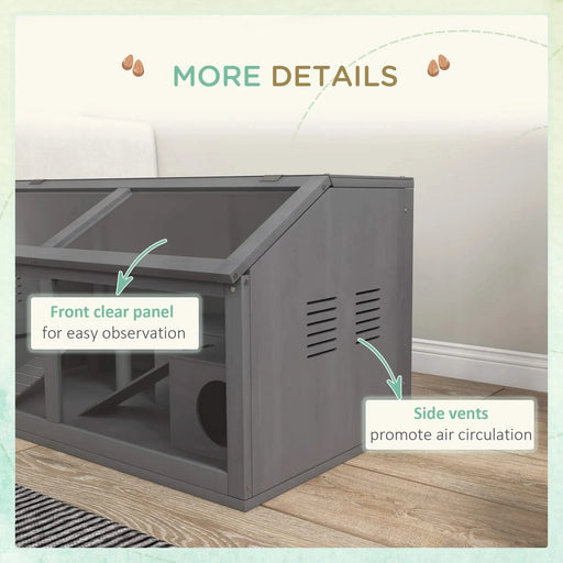 PawHut Wooden Hamster Cage, Hamster Habitat, Small Animal Cage Playhouse for Gerbils Mice with Suspension Bridge, Ladders, Openable Top, Hut, 33.5' x 18' x 17' Default -DTYStore