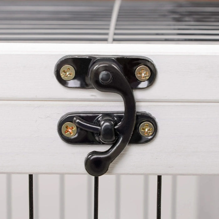 PawHut Wooden Rabbit Hutch Indoor Outdoor, Elevated Bunny Cage with No Leak Tray Enclosed Run with Wheels, Ideal for Guinea Pigs and Small Animals, Brown Default -DTYStore