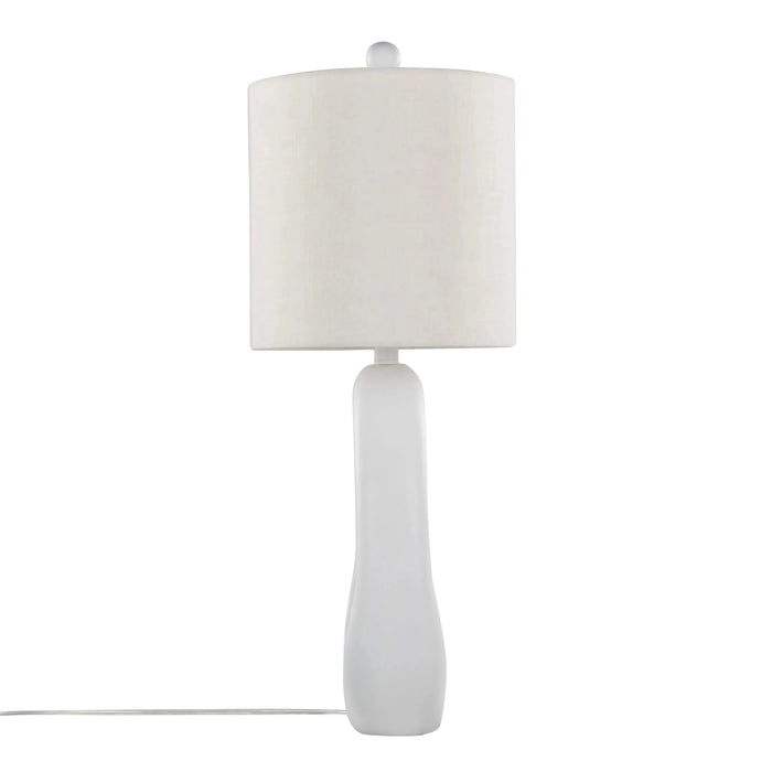Pearl 29' Contemporary Polyresin Table Lamp in Matte White Poly, Natural Shell and White Linen Shade from Grandview Gallery by LumiSource - Set of 2 Default -DTYStore