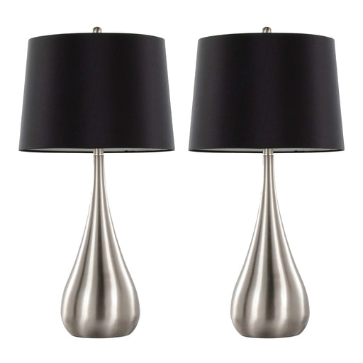 Pebble 29' Contemporary Metal Table Lamp in Brushed Nickel with Black Linen Shade from Grandview Gallery by LumiSource - Set of 2 Default -DTYStore