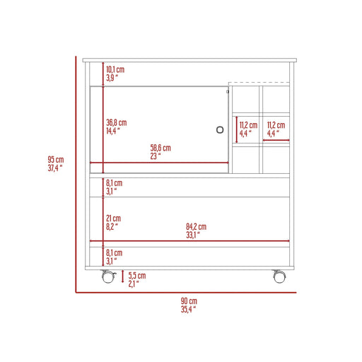 Pendleton 1-Shelf 6-Bottle Bar Cart Light Oak and White Default -DTYStore