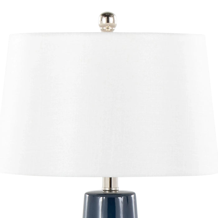 Penelope 22' Contemporary Ceramic Table Lamp with Dark Blue & Silver Ceramic Body and White Shade by LumiSource Default -DTYStore
