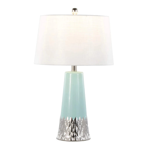 Penelope 22' Contemporary Ceramic Table Lamp with Tiffany Blue & Silver Ceramic Body and White Shade by LumiSource Default -DTYStore