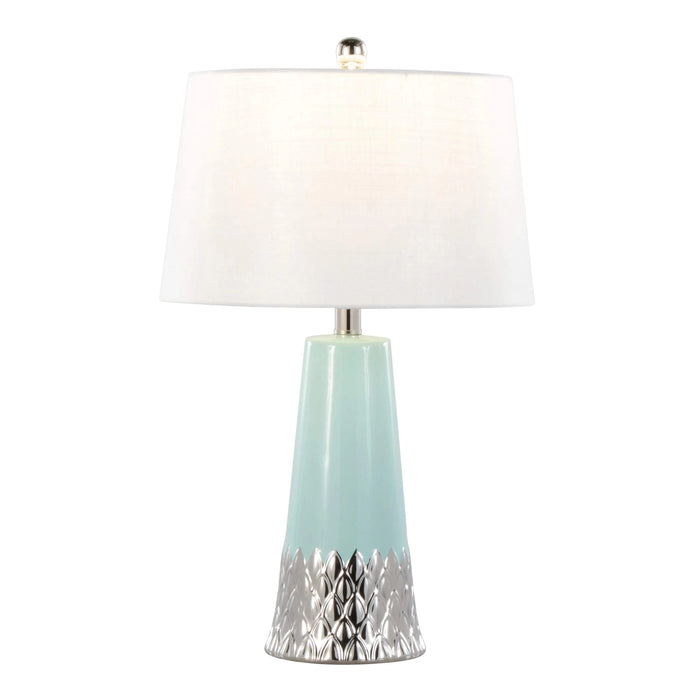 Penelope 22' Contemporary Ceramic Table Lamp with Tiffany Blue & Silver Ceramic Body and White Shade by LumiSource Default -DTYStore