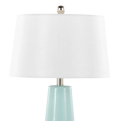 Penelope 22' Contemporary Ceramic Table Lamp with Tiffany Blue & Silver Ceramic Body and White Shade by LumiSource Default -DTYStore