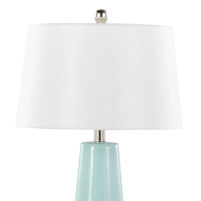 Penelope 22' Contemporary Ceramic Table Lamp with Tiffany Blue & Silver Ceramic Body and White Shade by LumiSource Default -DTYStore