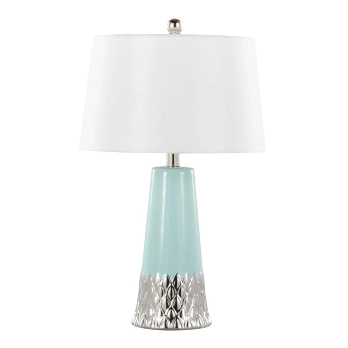 Penelope 22' Contemporary Ceramic Table Lamp with Tiffany Blue & Silver Ceramic Body and White Shade by LumiSource Default -DTYStore