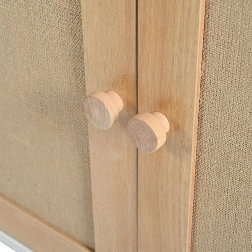 Pet-Friendly Furniture Style Cat Litter Box House with Sisal Scratching Door and Charging Socket, Beige+White MDF Default -DTYStore