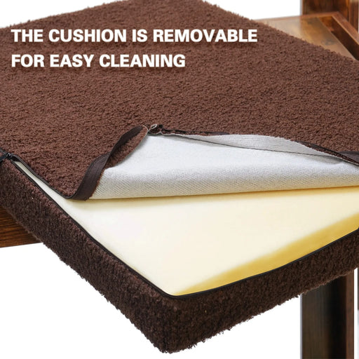 Pet Bunk Bed with Removable Step for Dogs and Cats, Multi-Level Window Perch Seat with Cushion and Scratch Pad, Indoor Use Default -DTYStore