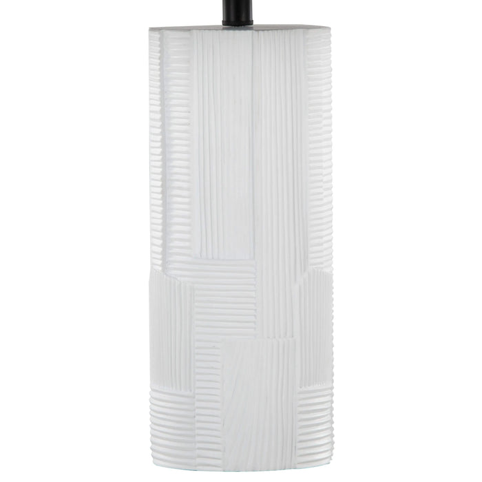 Petra 26' Contemporary Polyresin Table Lamp in Cream Polyresin and Black Metal with Black Linen Shade by LumiSource - Set of 2 Default -DTYStore