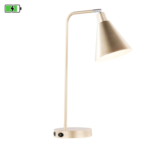 Pix 19' Contemporary Metal Task Lamp in Champagne Gold and White Metal with Built-In USB Port from Grandview Gallery by LumiSource Default -DTYStore
