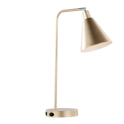 Pix 19' Contemporary Metal Task Lamp in Champagne Gold and White Metal with Built-In USB Port from Grandview Gallery by LumiSource Default -DTYStore
