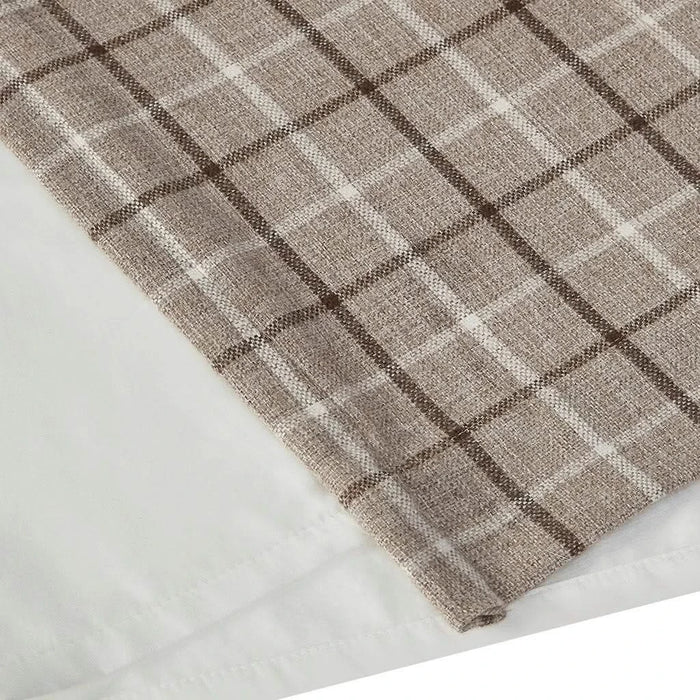 Plaid Faux Leather Tab Top Curtain Panel with Fleece Lining(Only 1 Pc Panel) Default -DTYStore