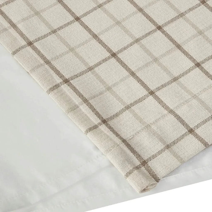 Plaid Faux Leather Tab Top Curtain Panel with Fleece Lining(Only 1 Pc Panel) Default -DTYStore