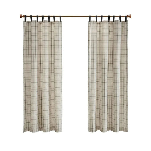 Plaid Faux Leather Tab Top Curtain Panel with Fleece Lining(Only 1 Pc Panel) Default -DTYStore