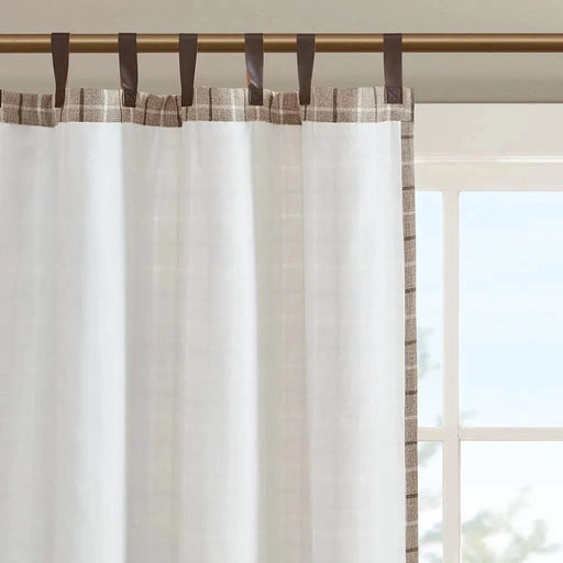 Plaid Faux Leather Tab Top Curtain Panel with Fleece Lining(Only 1 Pc Panel) Default -DTYStore