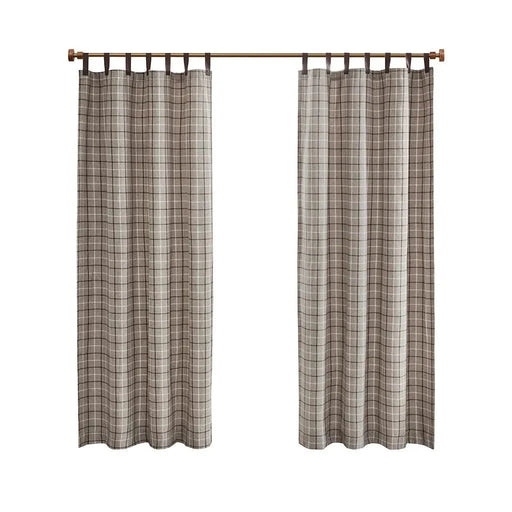 Plaid Faux Leather Tab Top Curtain Panel with Fleece Lining(Only 1 Pc Panel) Default -DTYStore