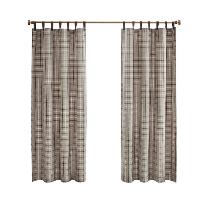 Plaid Faux Leather Tab Top Curtain Panel with Fleece Lining(Only 1 Pc Panel) Default -DTYStore