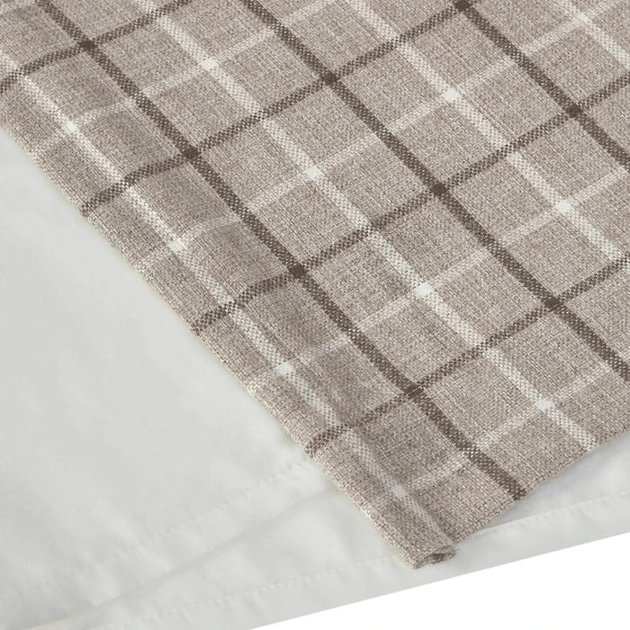 Plaid Rod Pocket and Back Tab Curtain Panel with Fleece Lining, Thermal Insulated Brown 50x108' 1PC -DTYStore