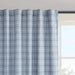 Plaid Rod Pocket and Back Tab Curtain Panel with Fleece Lining, Thermal Insulated Blue 1PC -DTYStore