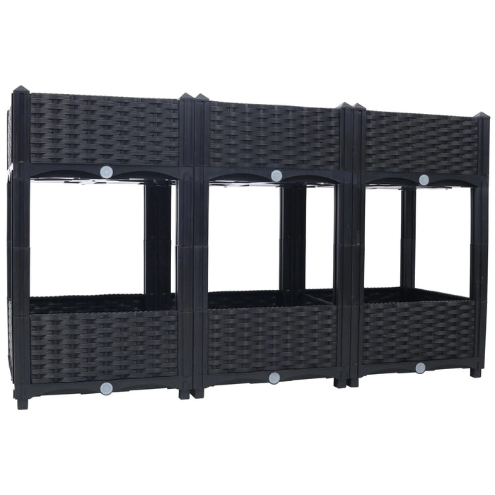 Planter Raised Beds - Elevated Planter Garden Box with Drainage Plug Raised Garden Beds for Vegetable/Flower/Herb Outdoor Standing Planter Beds Gardening Kit,Black,47.2'x15.7'x27.7' Default -DTYStore