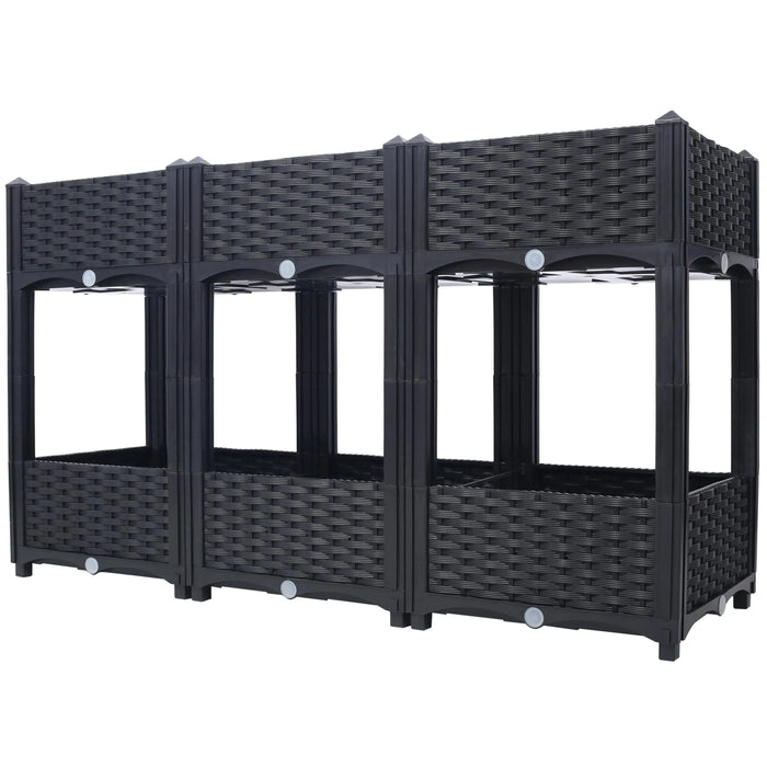 Planter Raised Beds - Elevated Planter Garden Box with Drainage Plug Raised Garden Beds for Vegetable/Flower/Herb Outdoor Standing Planter Beds Gardening Kit,Black,47.2'x15.7'x27.7' Default -DTYStore