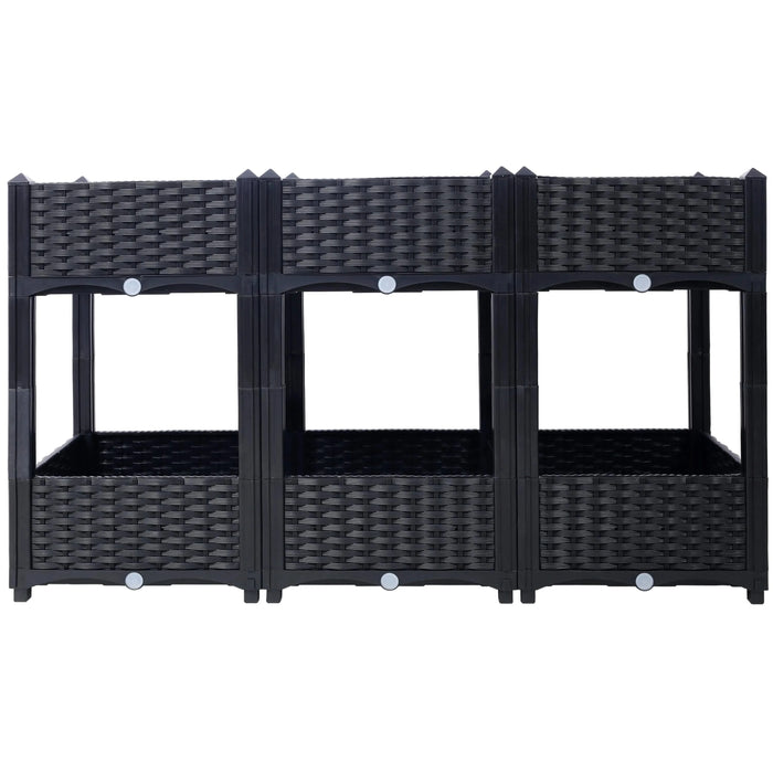 Planter Raised Beds - Elevated Planter Garden Box with Drainage Plug Raised Garden Beds for Vegetable/Flower/Herb Outdoor Standing Planter Beds Gardening Kit,Black,47.2'x15.7'x27.7' Default -DTYStore