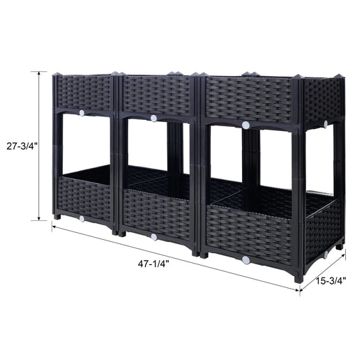 Planter Raised Beds - Elevated Planter Garden Box with Drainage Plug Raised Garden Beds for Vegetable/Flower/Herb Outdoor Standing Planter Beds Gardening Kit,Black,47.2'x15.7'x27.7' Default -DTYStore