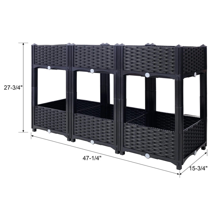 Planter Raised Beds - Elevated Planter Garden Box with Drainage Plug Raised Garden Beds for Vegetable/Flower/Herb Outdoor Standing Planter Beds Gardening Kit,Black,47.2'x15.7'x27.7' Default -DTYStore