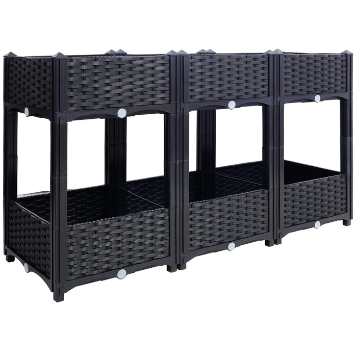 Planter Raised Beds - Elevated Planter Garden Box with Drainage Plug Raised Garden Beds for Vegetable/Flower/Herb Outdoor Standing Planter Beds Gardening Kit,Black,47.2'x15.7'x27.7' Default -DTYStore