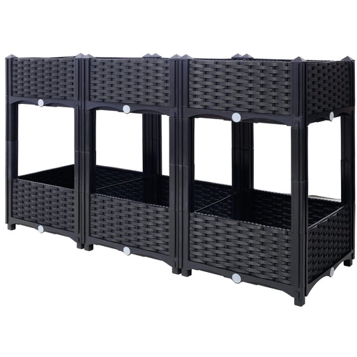 Planter Raised Beds - Elevated Planter Garden Box with Drainage Plug Raised Garden Beds for Vegetable/Flower/Herb Outdoor Standing Planter Beds Gardening Kit,Black,47.2'x15.7'x27.7' Default -DTYStore