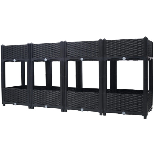 Planter Raised Beds - Elevated Planter Garden Box with Drainage Plug Raised Garden Beds for Vegetable/Flower/Herb Outdoor Standing Planter Beds Gardening Kit,Black,63'x15.7'x27.7' Default -DTYStore