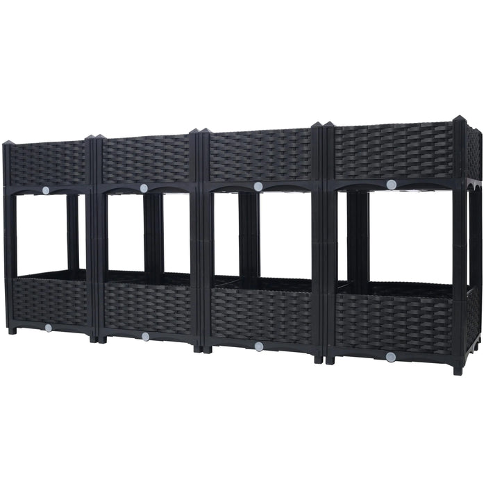 Planter Raised Beds - Elevated Planter Garden Box with Drainage Plug Raised Garden Beds for Vegetable/Flower/Herb Outdoor Standing Planter Beds Gardening Kit,Black,63'x15.7'x27.7' Default -DTYStore