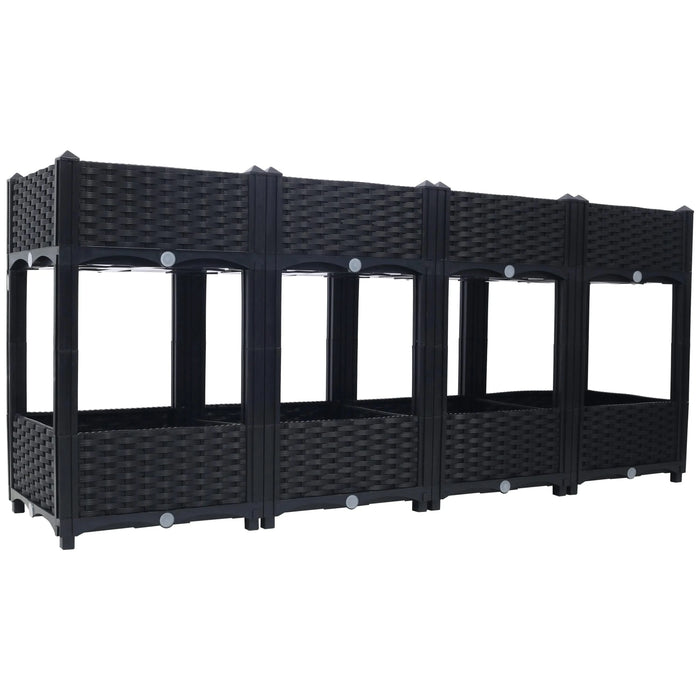 Planter Raised Beds - Elevated Planter Garden Box with Drainage Plug Raised Garden Beds for Vegetable/Flower/Herb Outdoor Standing Planter Beds Gardening Kit,Black,63'x15.7'x27.7' Default -DTYStore